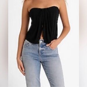 Express draped split hem tube top in black NEW w/tags sz large
